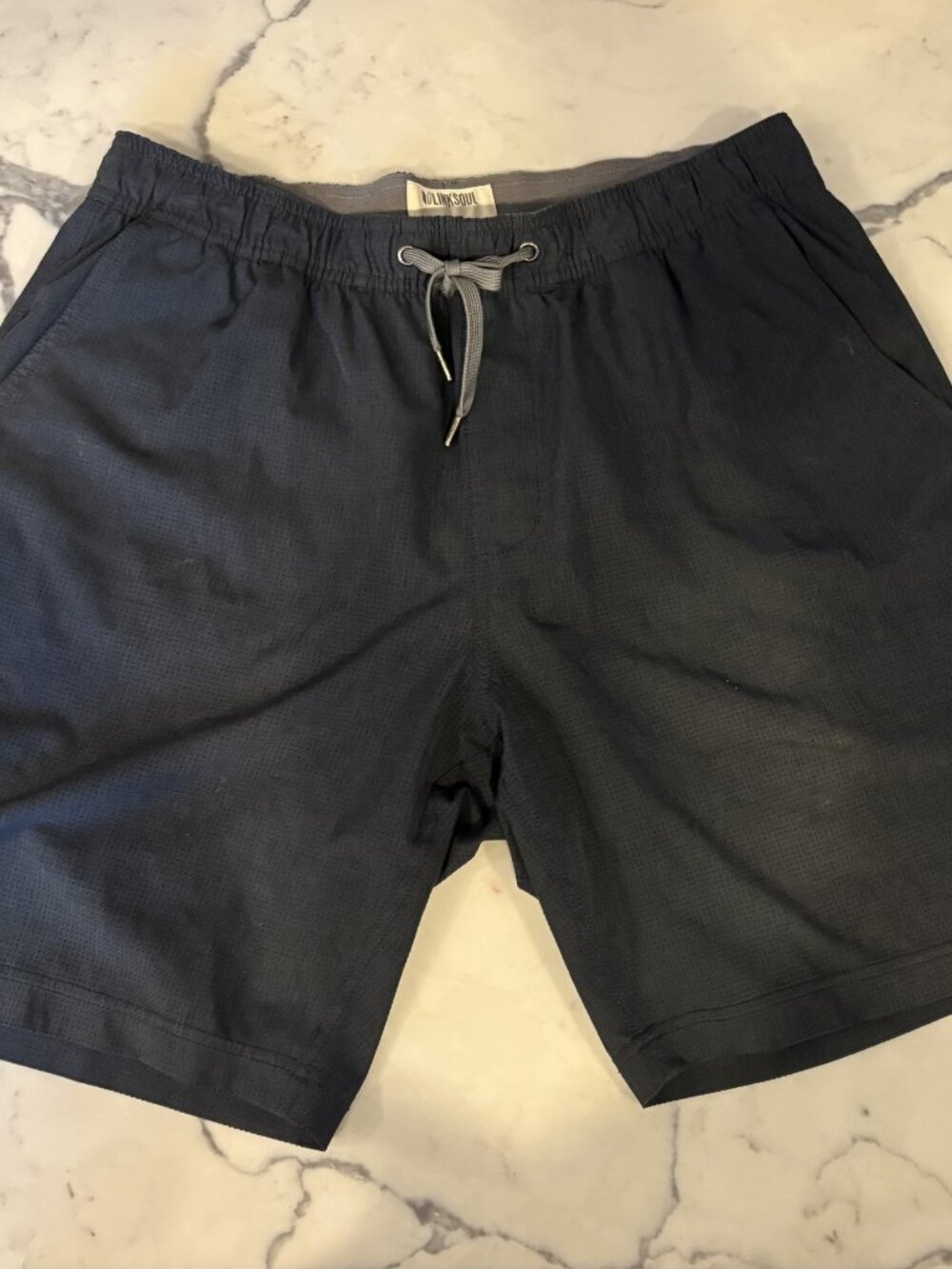 Linksoul Men's Lined Drawstring Shorts Dark Navy Size L